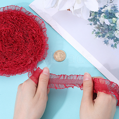 20 Yards Ruffled Nylon Elastic Lace Trim EW-WH0018-03B-1