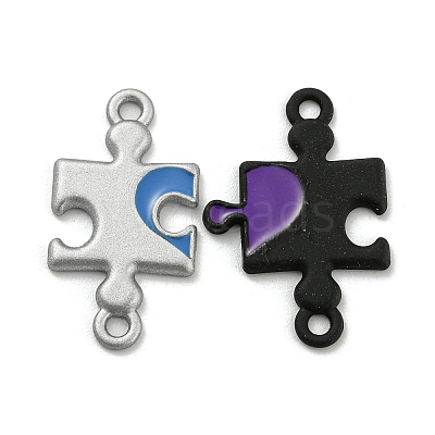 Spray Painted Alloy Couple Puzzle Connector Charms PALLOY-K018-03-1