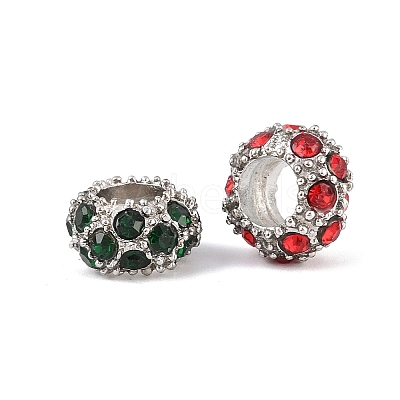Platinum Plated Alloy Grade A Rhinestone European Beads CPDL-J022-11x6mm-P-1