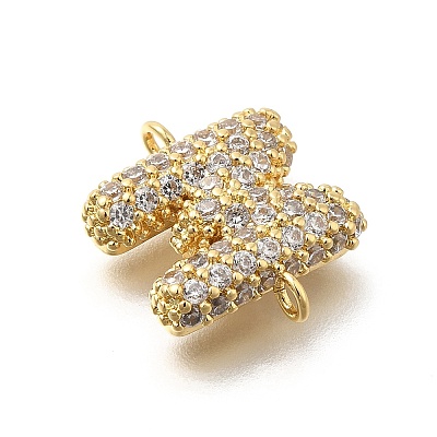 Brass Micro Pave Cubic Zirconia Letter Links KK-I717-04M-1