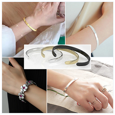 6Pcs Stainless Steel Blank Cuff Bangles MAK-BBC0001-32G-1
