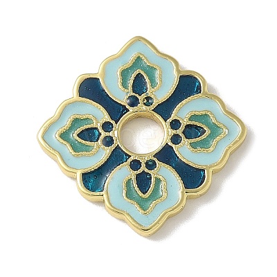 Flower Brass Enamel Beads KK-P290-11G-02-1