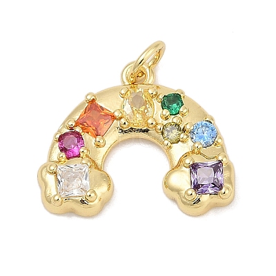 Brass Micro Pave Cubic Zirconia Pendants KK-U058-40G-1