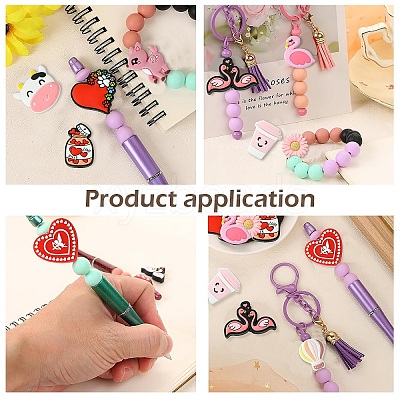 10Pcs 10 Styles Valentine's Day theme Food Grade Eco-Friendly Silicone Focal Beads SIL-YW0001-33-1