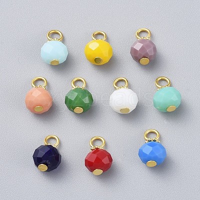Electroplate Imitation Jade Glass Charms PALLOY-JF00395-M-1