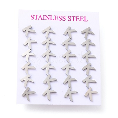 Tarnish Resistant 304 Stainless Steel Greek Alphabet Stud Earrings STAS-D007-07P-14-1