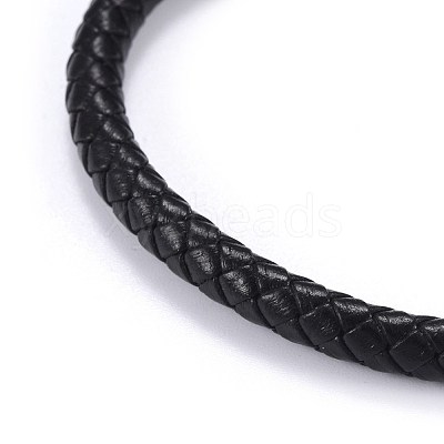 Man's Braided Leather Cord Bracelets X-BJEW-JB04255-01-1