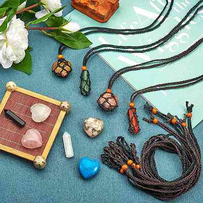 8Pcs 4 Style Adjustable Braided Waxed Cord Macrame Pouch Necklace Making NJEW-SZ0001-48-1