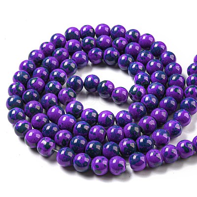 Baking Paint Round Glass Bead Strands LS-DGLA-S084-8mm-64-1