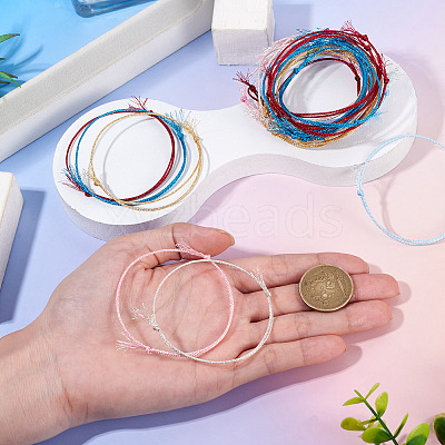 30Pcs 6 Colors Polyester Braided Cord Bracelet Making AJEW-TA00047-1
