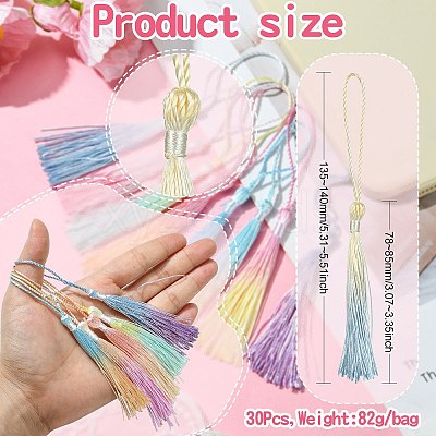30Pcs Gradient Polyester Tassel Pendant Decoration HJEW-CJ0001-10-1