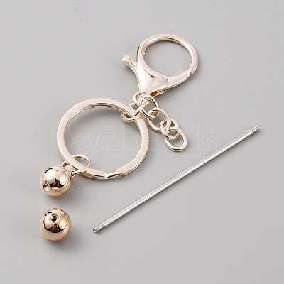 Iron Bar Beadable Keychain for Jewelry Making DIY Crafts KEYC-WH0034-32RG-1