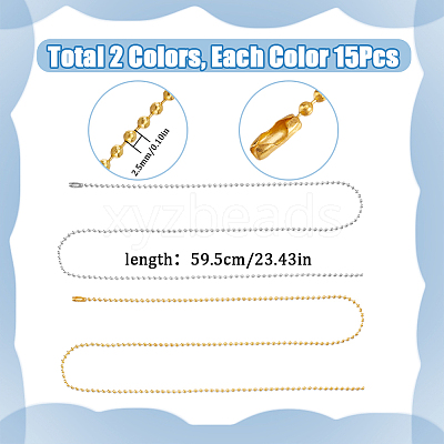 30Pcs 2 Colors Iron Ball Chain Necklace Making MAK-SP0001-06A-1