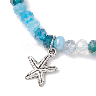 5Pcs 5 Styles Ocean Series Alloy Charm Bracelets BJEW-JB11726-1