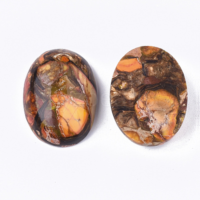 Assembled Synthetic Imperial Jasper and Bronzite Cabochons G-S329-080H-1