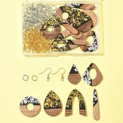 DIY Opaque Resin & Walnut Wood Earring Making Kits DIY-FS0007-84-1