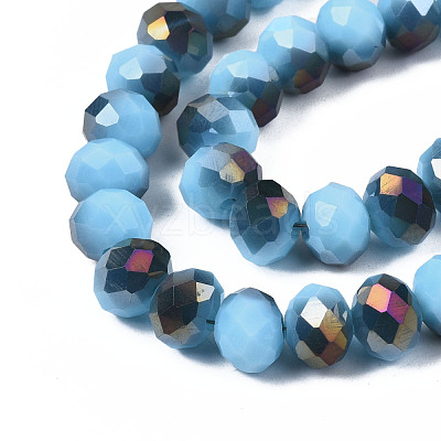 Electroplate Opaque Glass Beads Strands EGLA-A034-P8mm-F19-1-1