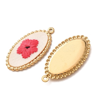 304 Stainless Steel & Cloth Embroidered Pendants FB-CBAFBAF-11G-01-1
