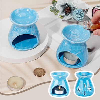 Moon & Star Porcelain Candle Holders AJEW-WH0270-414A-1