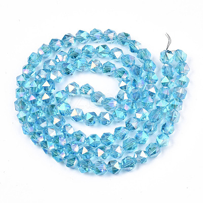 Electroplate Transparent Glass Beads Strands X-EGLA-T019-06G-1