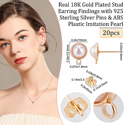 20Pcs Brass Stud Earring Findings KK-BBC0002-38-1