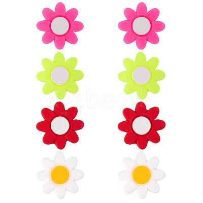 8Pcs 4 Colors Flower Silicone Tennis Racquet Dampener AJEW-CN0005-02-1