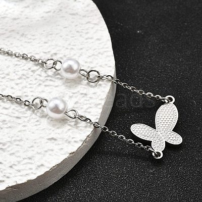 304 Stainless Steel Butterfly Link Bracelets BJEW-C098-01D-P-1