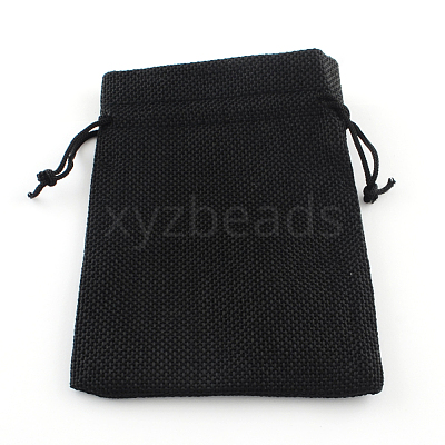Polyester Imitation Burlap Packing Pouches Drawstring Bags ABAG-R005-9x7-09-1