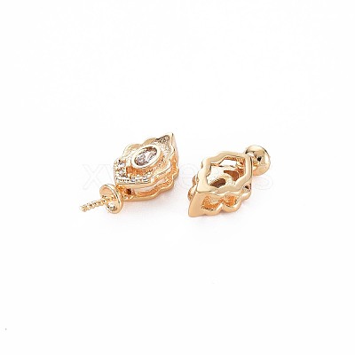 Brass Micro Pave Clear Cubic Zirconia Peg Bails Pendants KK-S364-068-1