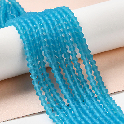Imitate Austrian Crystal Frosted Glass Beads Strands GLAA-F029-TM4mm-B19-1