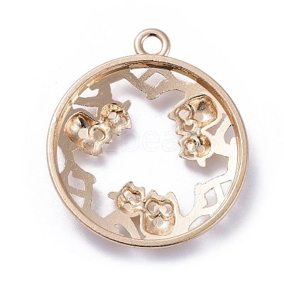 Zinc Alloy Open Back Bezel Pendants PALLOY-E577-28KCG-1