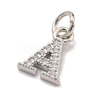 Initial Letter Brass with Cubic Zirconia Charms KK-Q814-26A-P-1