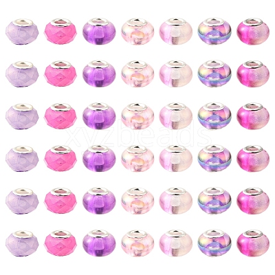 44Pcs 7 Styles UV Plating Resin European Beads RESI-FS0002-03-1