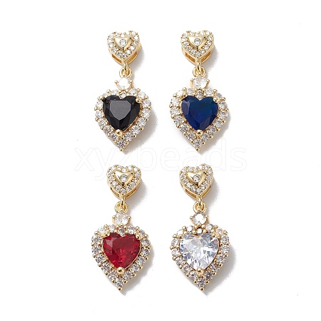 Rack Plating Brass Cubic Zirconia Pendants KK-E003-37G-1