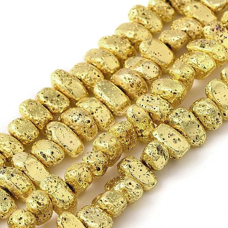 Electroplated Natural Lava Rock Beads Strands G-L606-D02-01B-1