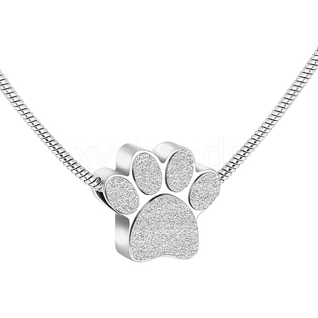 Paw Print Urn Ashes Necklace NJEW-WH0024-01S-1