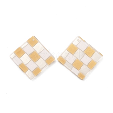 Checkerboard Style Rhombus Acrylic Pendants OACR-G008-01F-1