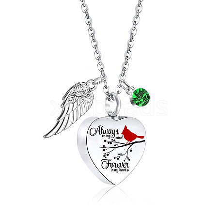 Heart with Wing Urn Ashes Pendant Necklace PW-WG4984E-05-1