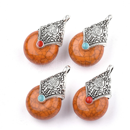 Tibetan Style Resin Pendants RESI-T022-16F-1