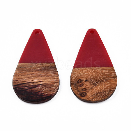 Opaque Resin & Walnut Wood Pendants RESI-N025-030-B04-1