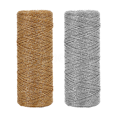   2 Rolls 2 Colors Polyester Braided Metallic Cord OCOR-PH0002-82-1