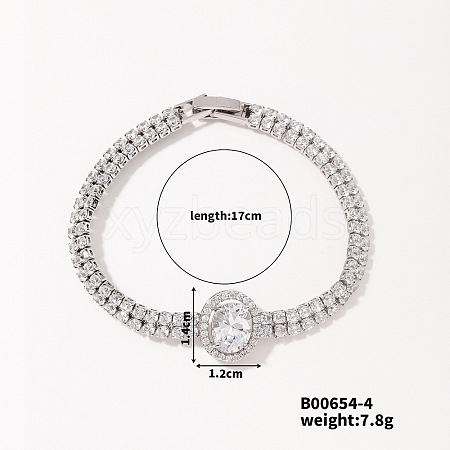 Stylish and Cute Starry Oval Brass Cubic Zirconia Bracelets for European and American Fashion BS8452-4-1