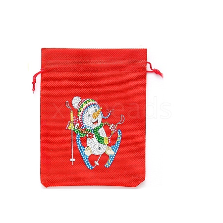 Christmas Theme DIY Diamond Painting Drawstring Gift Bag Kit DIAM-PW0010-72A-21-1