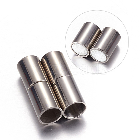Column 304 Stainless Steel Magnetic Clasps with Glue-in Ends STAS-I026-02-1