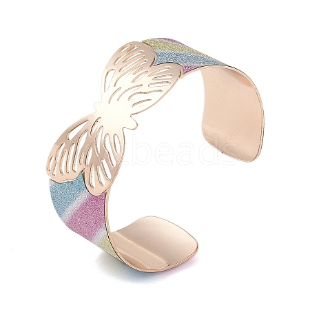 Butterfly Alloy Open Cuff Bangles for Women BJEW-L686-01A-1