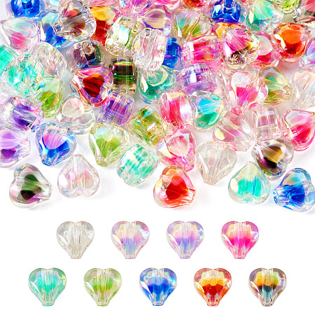 72Pcs 9 Colors UV Plating Rainbow Iridescent Acrylic Beads OACR-TA0001-48-1