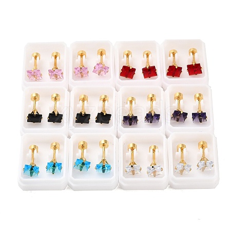 Square Glass Ear Fake Plugs EJEW-H105-24G-D-1