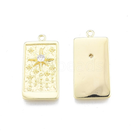 Brass Micro Pave Clear Cubic Zirconia Pendants KK-G432-18G-1