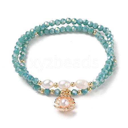 Faceted Glass Bead Stretch Bracelets BJEW-JB05488-04-1