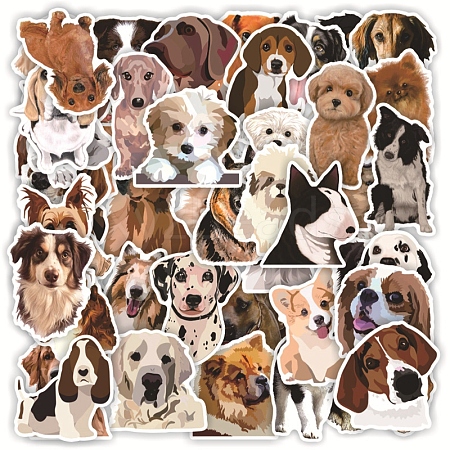 50Pcs PVC Waterproof Dog Sticker Labels STIC-PW0025-02-1